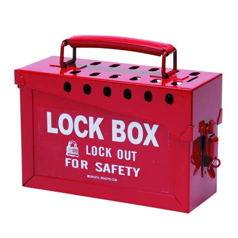 red metal lock box|lockout box red.